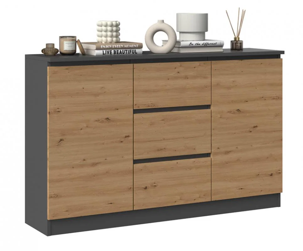 Komoda VEGA 2+3 120cm ANTRACIT/DUB ARTISAN matná