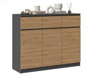 Komoda AXIOM 3+3 120cm ANTRACIT/DUB ARTISAN matná