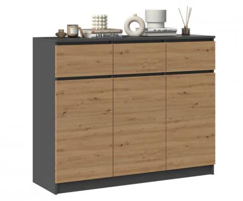 Komoda AXIOM 3+3 120cm ANTRACIT/DUB ARTISAN matná