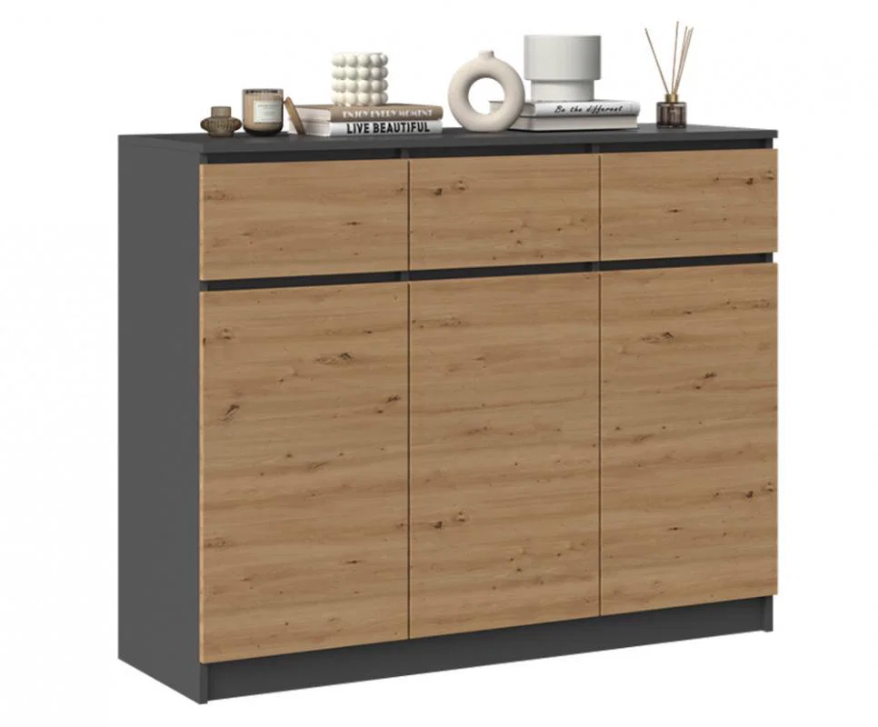 Komoda AXIOM 3+3 120cm ANTRACIT/DUB ARTISAN matná