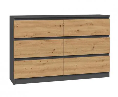 Komoda AURORA 120cm ANTRACIT/DUB ARTISAN matná
