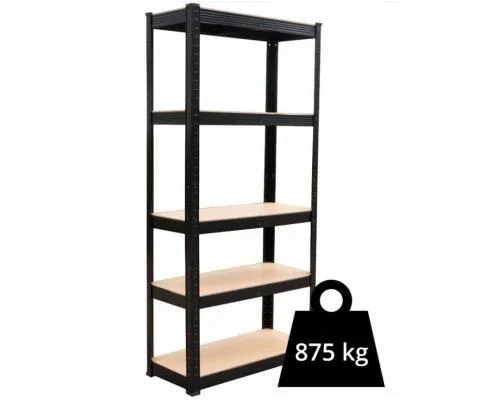 Kovový regál P9030, 180x90x30, nosnost 875 kg, černý