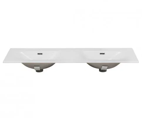 Dvojité keramické zápustné umyvadlo 120 cm, bílá