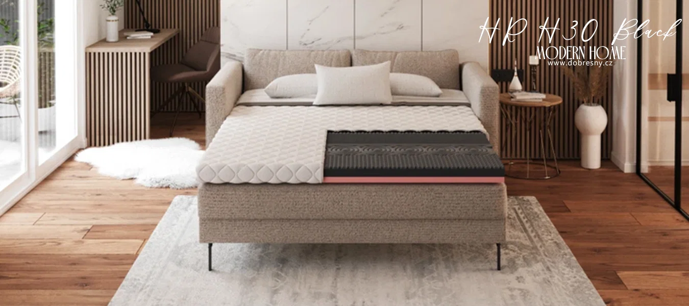 Přistýlka z profilované 7zónové pěny HR H30 BLACK a VISCO pěny 180x200 cm 7cm