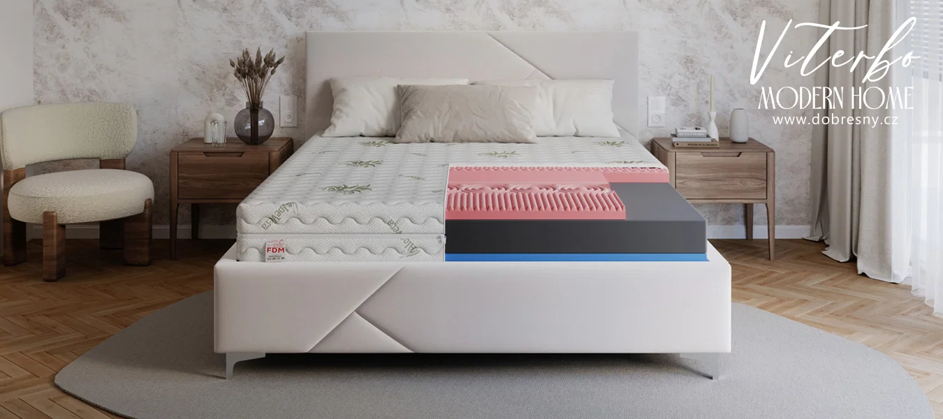 Pěnová matrace VITERBO ALOE VERA 90x200 cm s VISCO paměťovou pěnou 13 cm