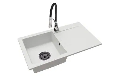 Granitový dřez LEON + baterie NEXO chrom. černá/bílá 43,7 x 75,2 x 16,1cm