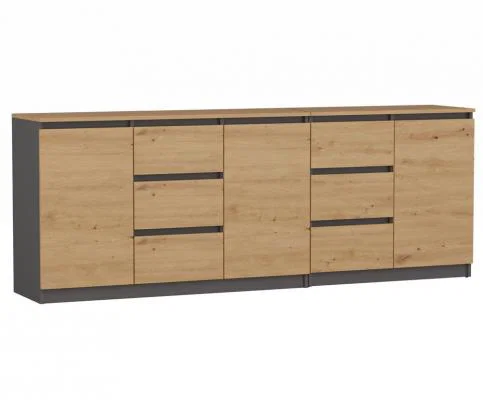 Komoda COSTA 1D3S/2D3S 200cm antracit/dub artisan