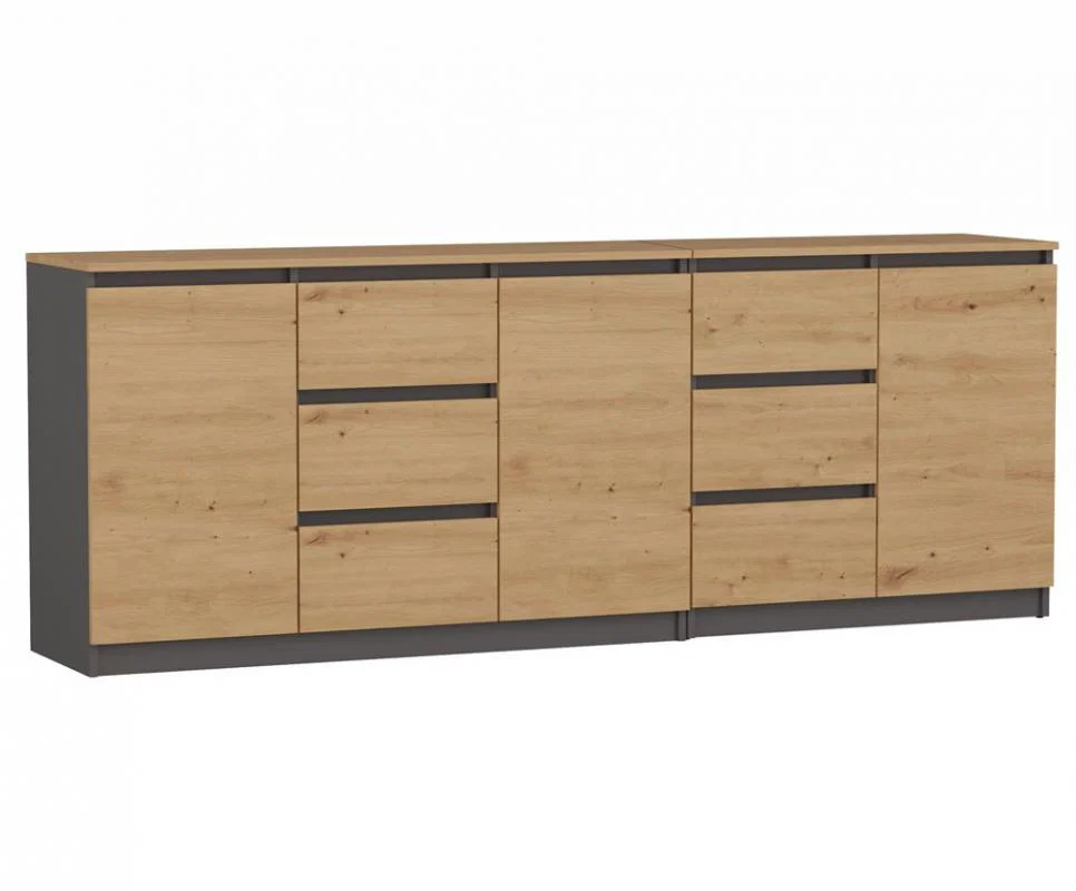 Komoda COSTA 1D3S/2D3S 200cm antracit/dub artisan