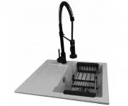 Granitový dřez DONZO + baterie SPIRAL šedá/černá 46,5 x 57,6 x 17,4cm