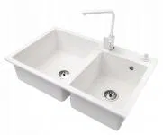 Granitový dřez HEKTOR + baterie NOOK BÍLÁ 80 x 50 x 19cm