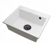 Granitový dřez Exclusive 55 bílý + černý sifon 80 x 48 x 20,5cm
