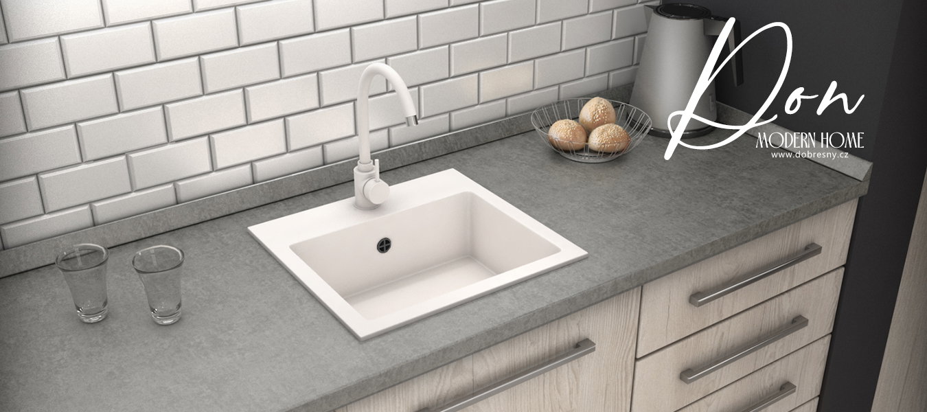 Granitový drez DON BIELA + čierny sifón 44,2 x 41,5 x 17,1cm