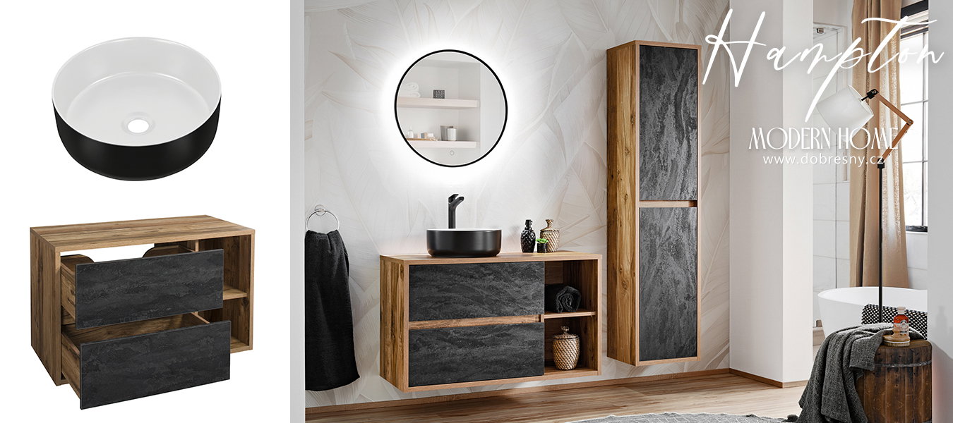 Kúpeľňová zostava HAMPTON LUNA so zrkadlom 80 cm