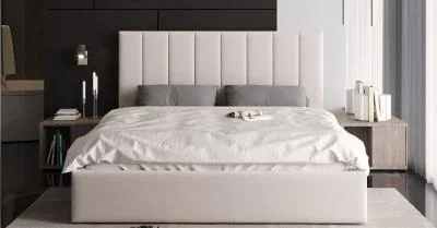 Čalouněná postel COLORADO 90x200 s kovovým zdvižným roštem BÍLÁ TRINITY