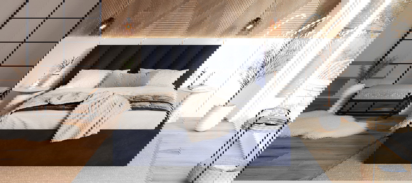 Čalúnená posteľ COLORADO 120x200 s kovovým zdvižným roštom modrá