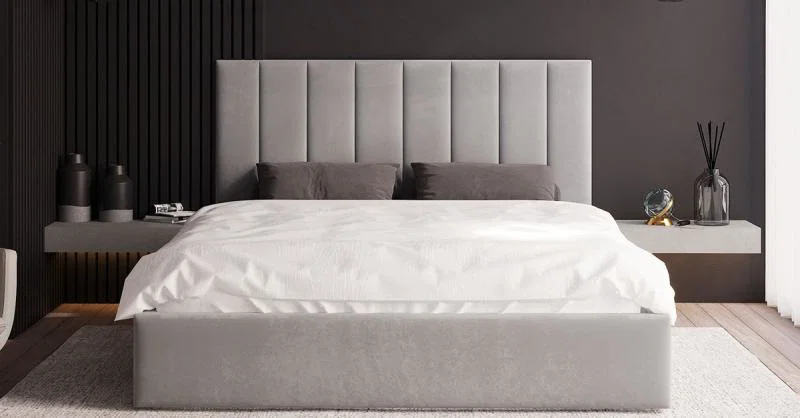 Čalouněná postel COLORADO 90x200 s kovovým zdvižným roštem SVĚTLE ŠEDÁ PARIS