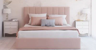 Čalouněná postel COLORADO 180x200 s kovovým zdvižným roštem RŮŽOVÁ TRINITY