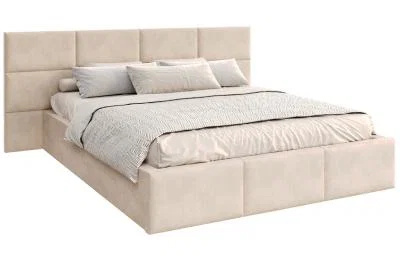 Čalouněná postel DENVER 140x200 s kovovým zdvižným roštem KRÉMOVÝ