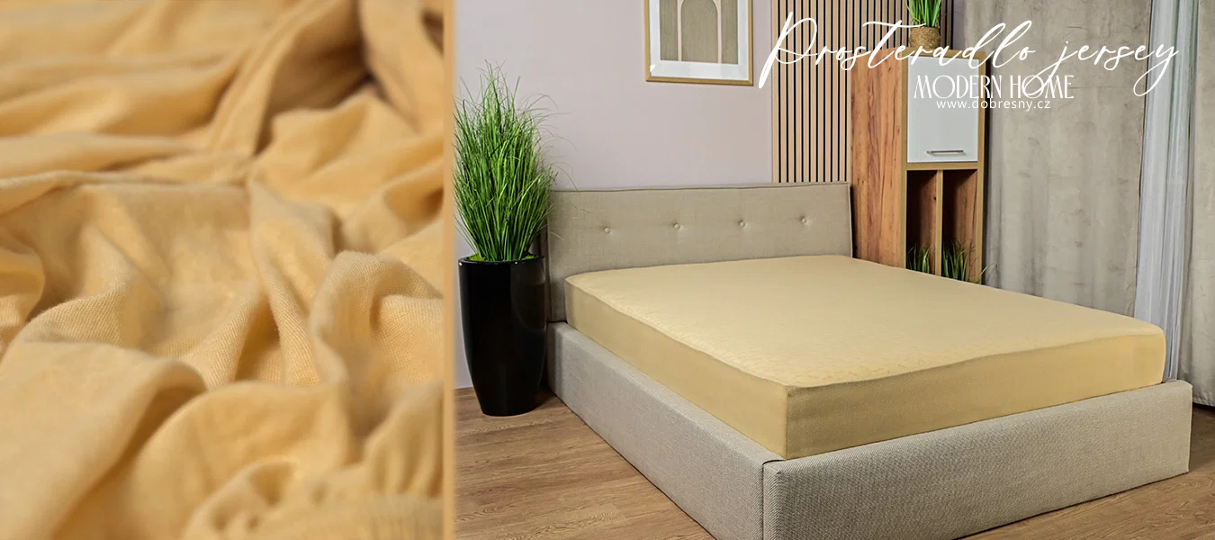 Prostěradlo JERSEY s gumou 180x200 cm BÉŽOVÁ 100% bavlna