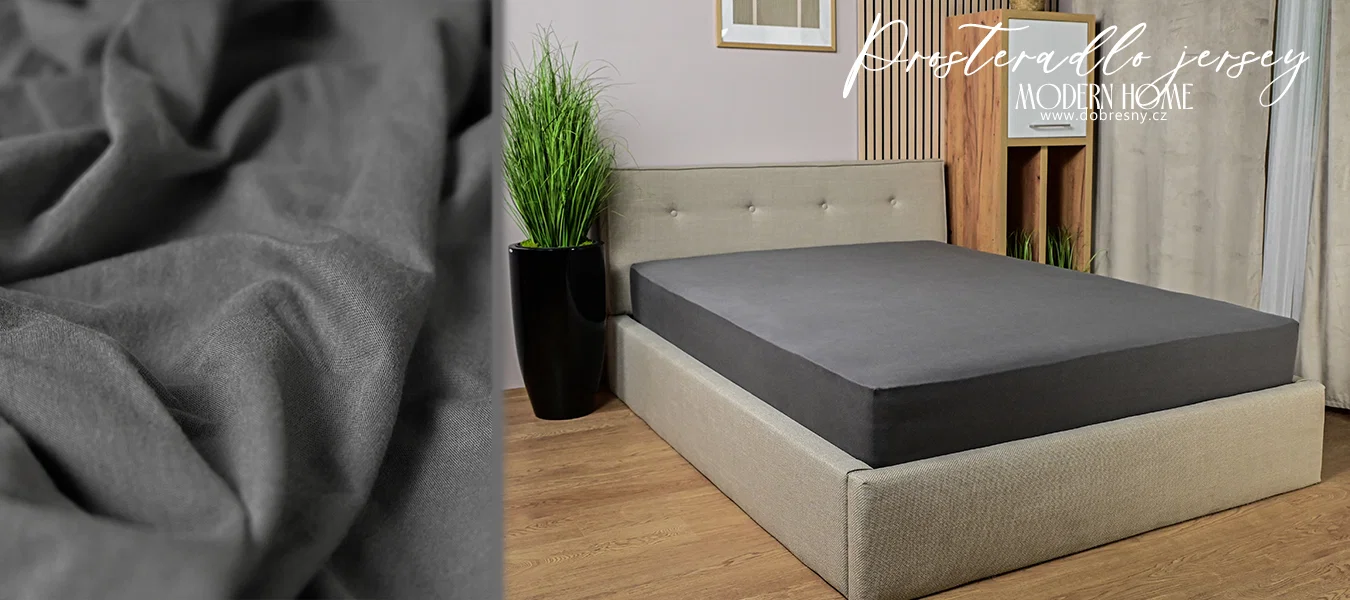 Prostěradlo JERSEY s gumou 200x200 cm TMAVĚ ŠEDÁ 100% bavlna