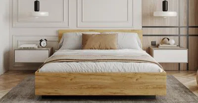 Postel PERU 120x200 cm zdvižný kovový rošt DUB CRAFT