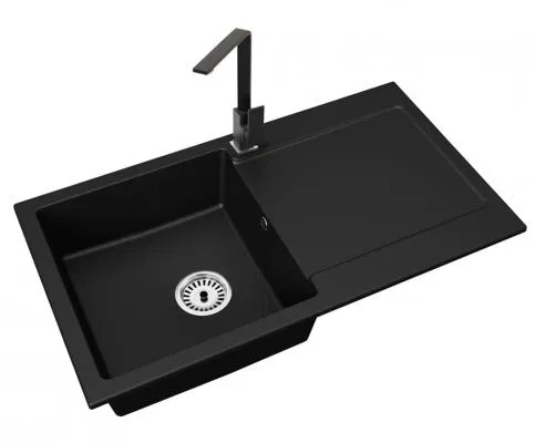 Granitový dřez ALEX ČERNÝ + baterie NOOK černá 90 x 50 x 19cm