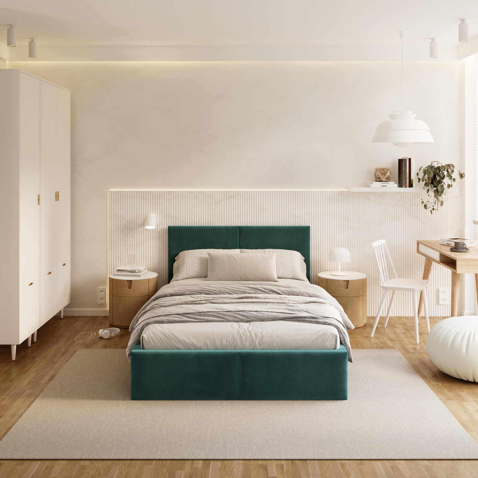 Čalúnená posteľ FRESIA 120x200 s kovovým zdvižným roštom TYRKYSOVÁ