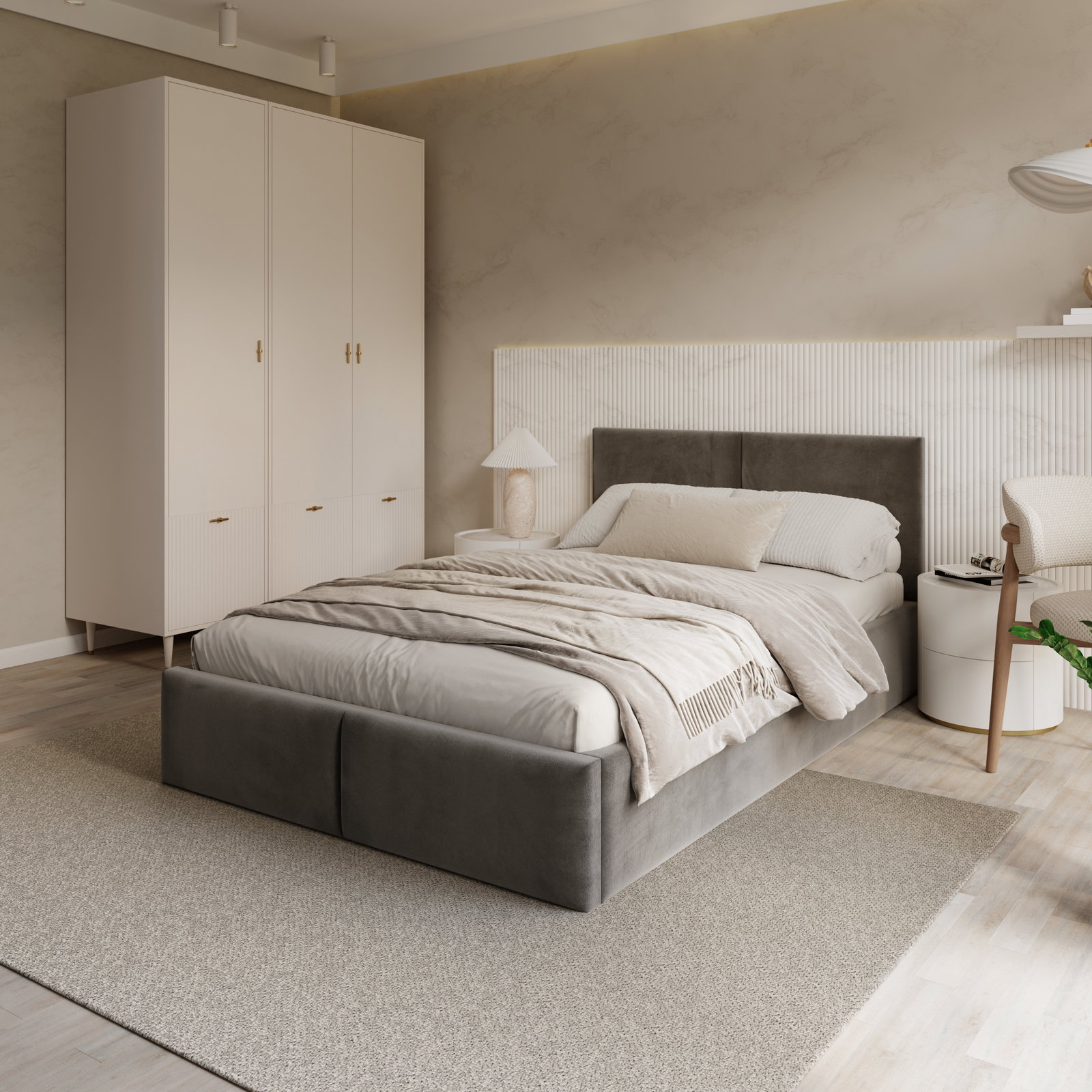 Čalúnená posteľ FRESIA 120x200 s kovovým zdvižným roštom GRAFIT