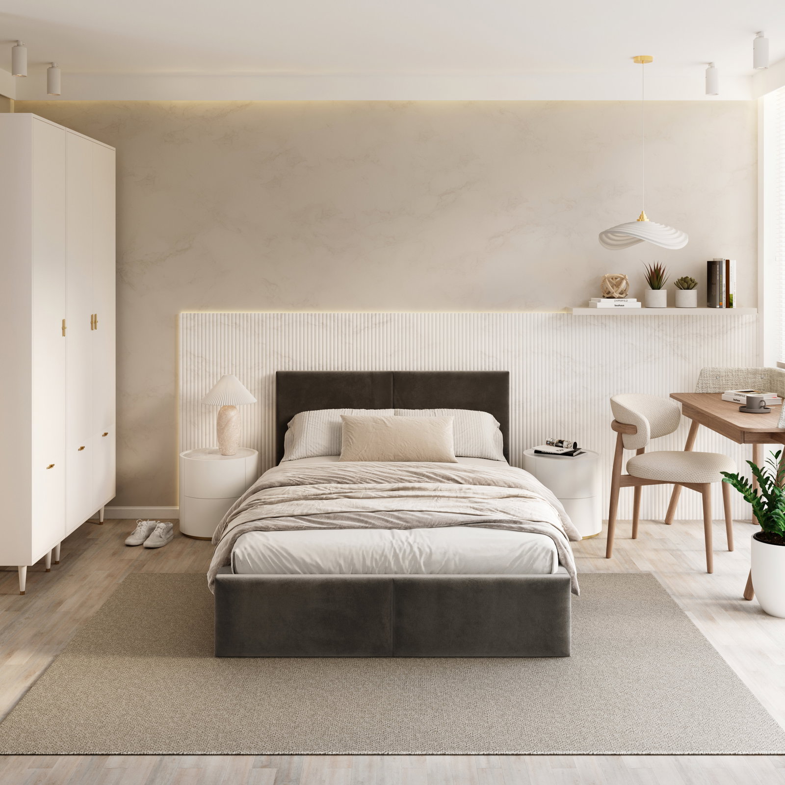 Čalúnená posteľ FRESIA 120x200 s kovovým zdvižným roštom GRAFIT