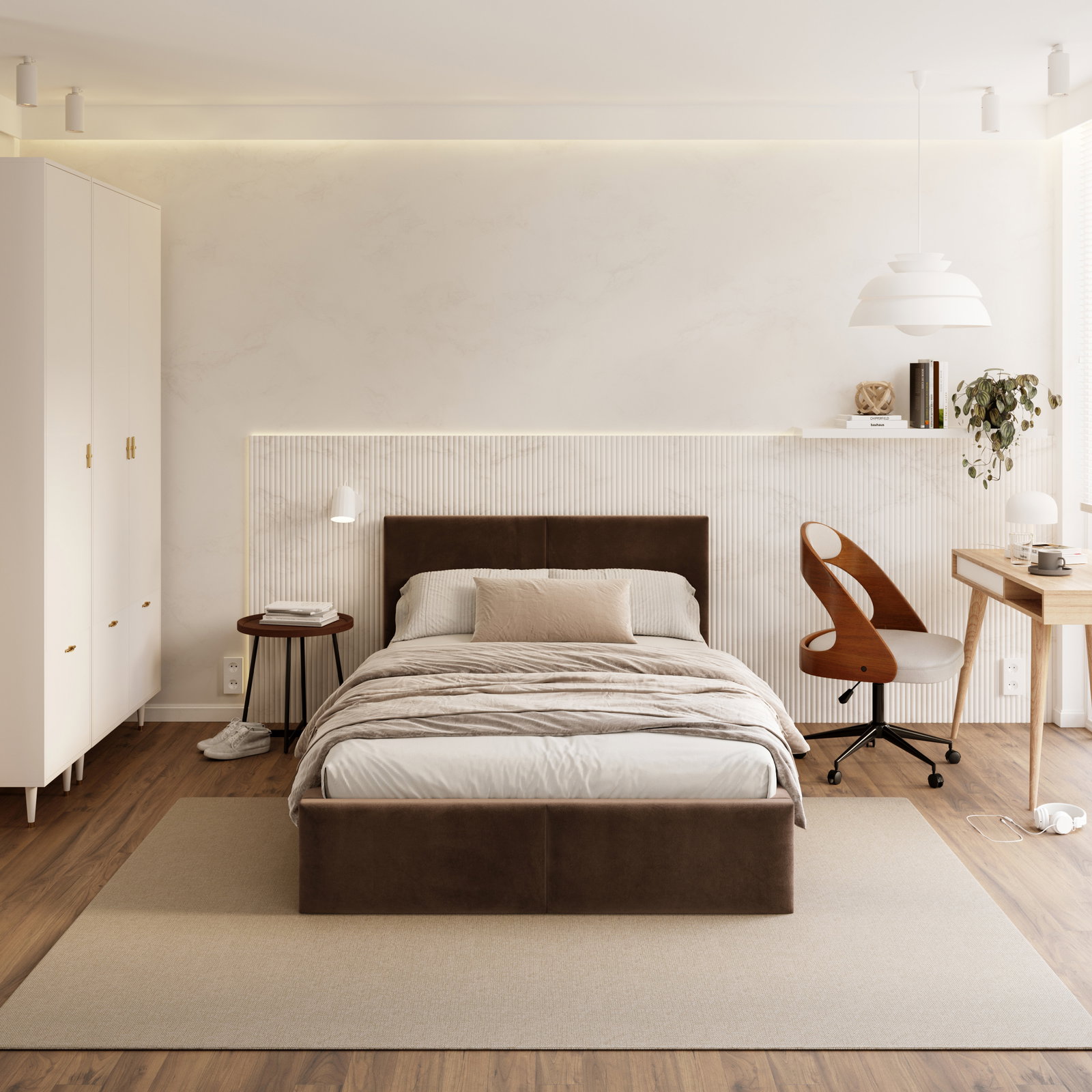 Čalúnená posteľ FRESIA 120x200 s kovovým zdvižným roštom HNEDÁ