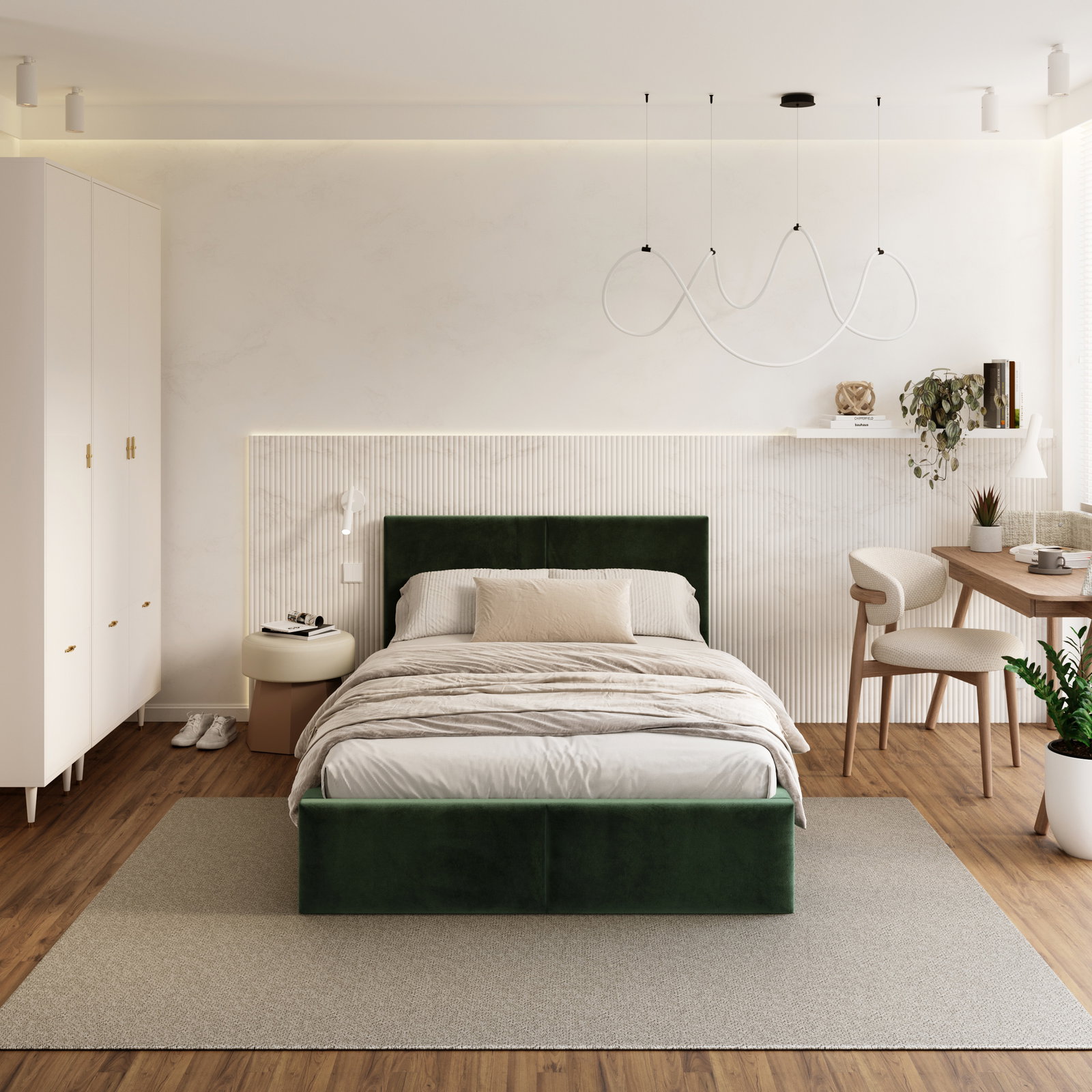 Čalúnená posteľ FRESIA 120x200 s kovovým zdvižným roštom ZELENÁ