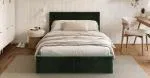 Čalouněná postel FRESIA 120x200 s kovovým zdvižným roštem ZELENÁ TRINITY
