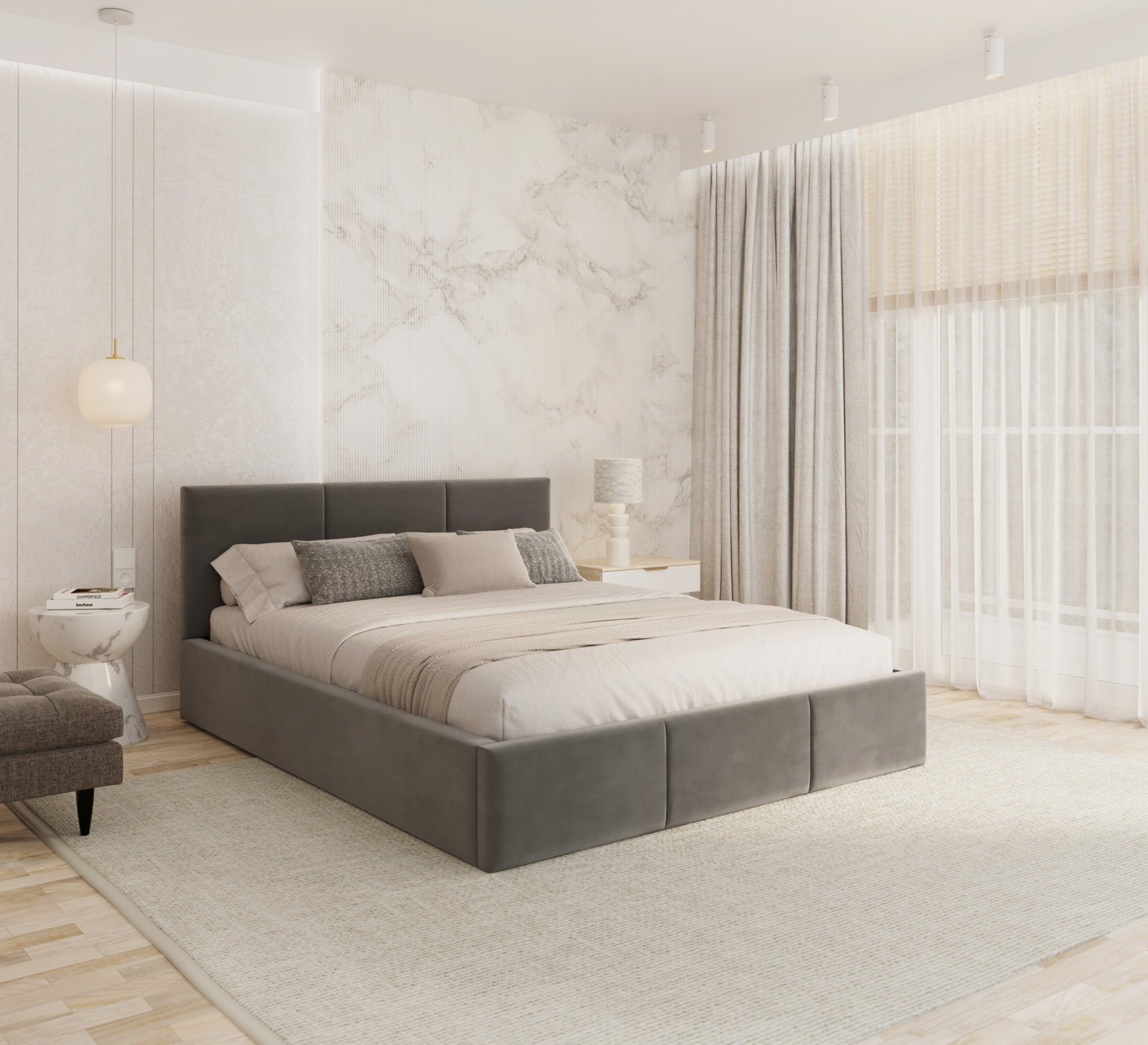 Čalúnená posteľ FRESIA 160x200 s kovovým zdvižným roštom GRAFIT