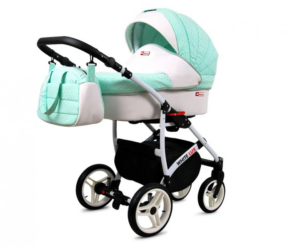 Kočárek 2v1 BabyLux White Lux Mint
