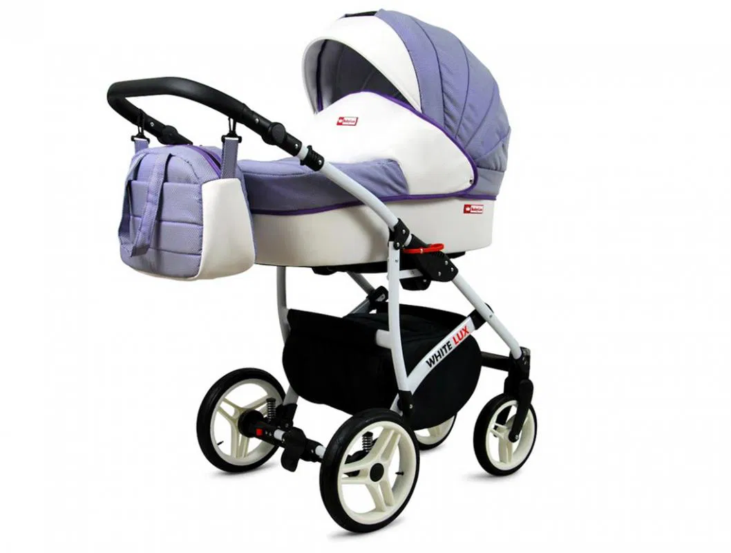 Kočárek 2v1 BabyLux White Lux Levander