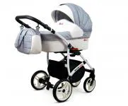 Kočárek 3v1 BabyLux White Lux Silver