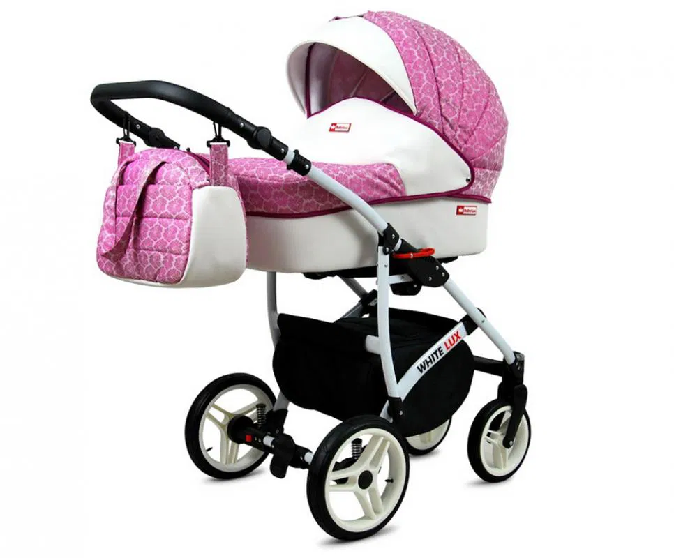 Kočárek 3v1 BabyLux White Lux Dark Pink