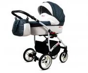 Kočárek 3v1 BabyLux White Lux Dark Grey