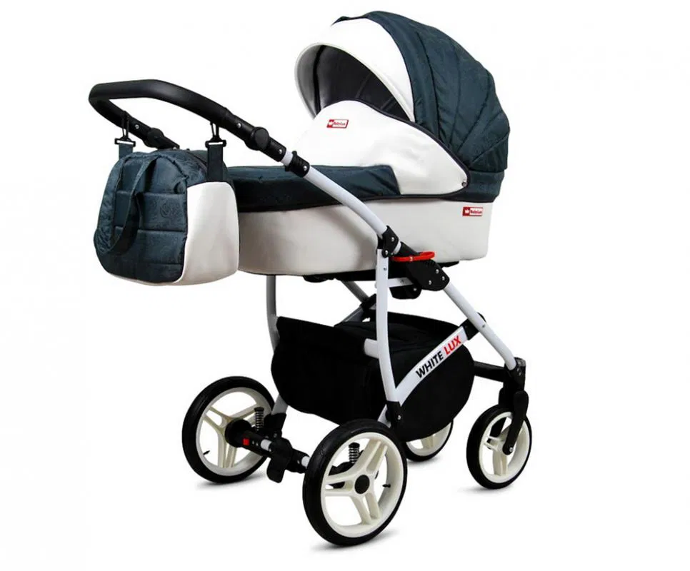 Kočárek 3v1 BabyLux White Lux Dark Grey