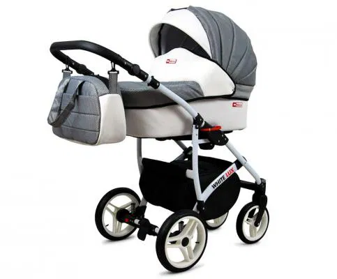 Kočárek 3v1 BabyLux White Lux Carbon