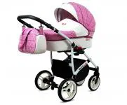 Kočárek 4v1 BabyLux White Lux Dark Pink