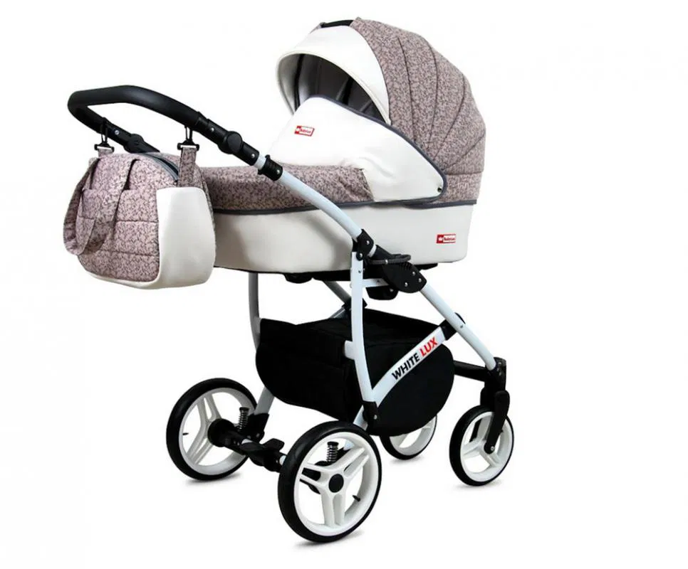 Kočárek 4v1 BabyLux White Lux Coral Art