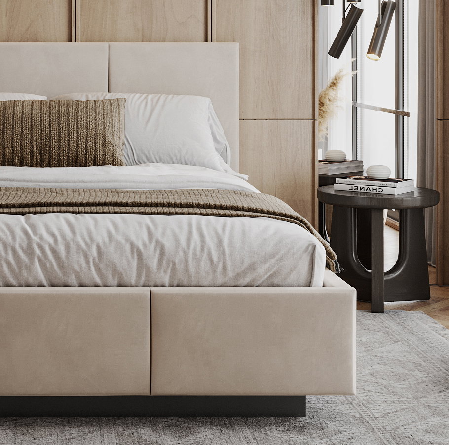 Čalúnená posteľ AVEIRO 90x200 s kovovým zdvižným roštom KRÉMOVÁ