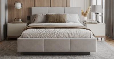 Čalouněná postel AVEIRO 160x200 s kovovým zdvižným roštem ŠEDÁ