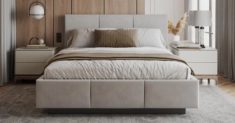 Čalouněná postel AVEIRO 160x200 s kovovým zdvižným roštem ŠEDÁ