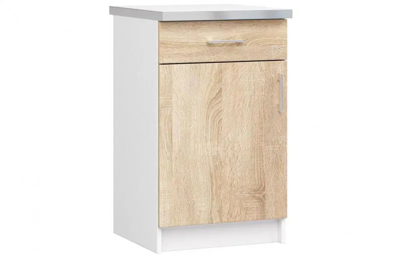Kuchyňská skříňka LIMA šířka 50cm se zásuvkou Dub Sonoma / Bílá