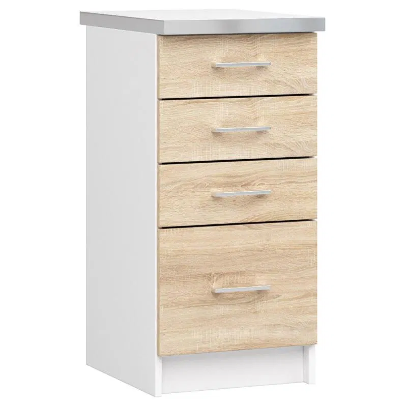 Kuchyňská skříňka LIMA šířka 40cm se zásuvkami Dub Sonoma / Bílá