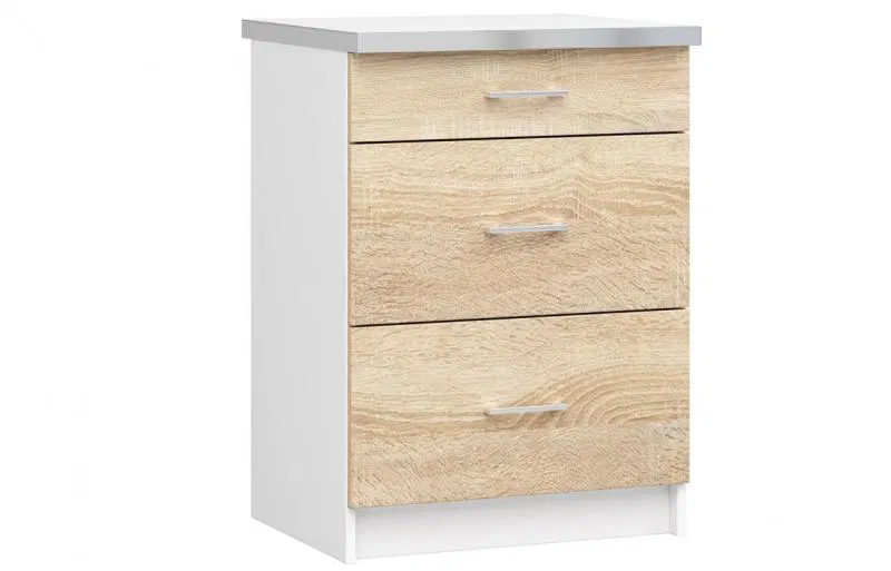 Kuchyňská skříňka LIMA šířka 60cm se zásuvkami Dub Sonoma / Bílá