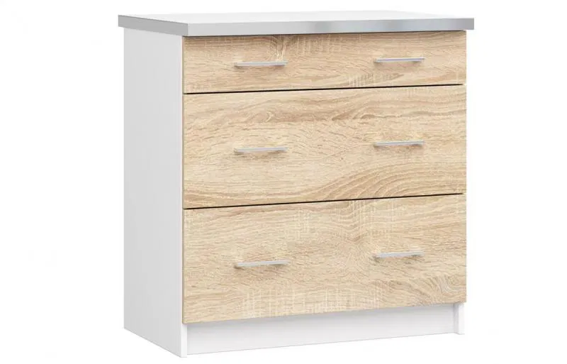 Kuchyňská skříňka LIMA šířka 80cm se zásuvkami Dub Sonoma / Bílá