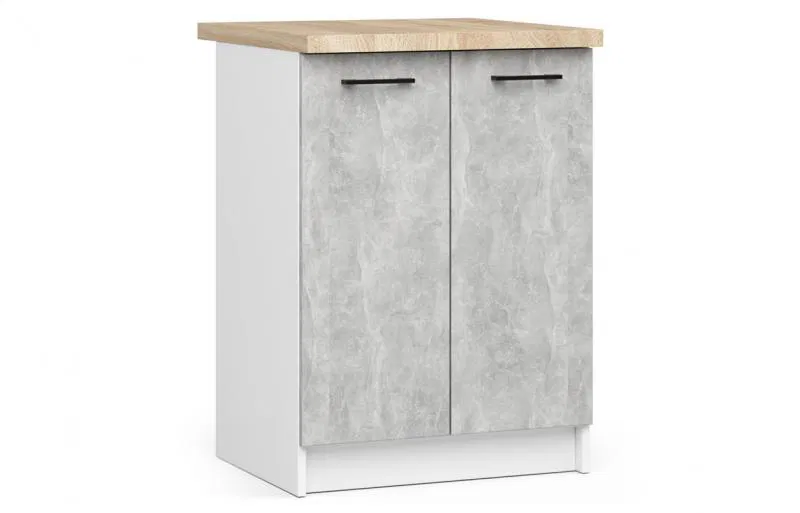 Kuchyňská skřínka OLIVIA – 60 cm | Bílá / Beton / Dub Sonoma